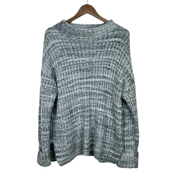 Old Navy Heather Gray Mock Neck Rib Knit Long Sleeve Cuffed Tunic Sweater - Picture 4 of 10